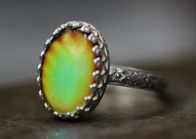 Mood Ring * Sterling Silver Mood Ring * Floral Band * Color Change Ring * Fun Gift * Any Size - image1